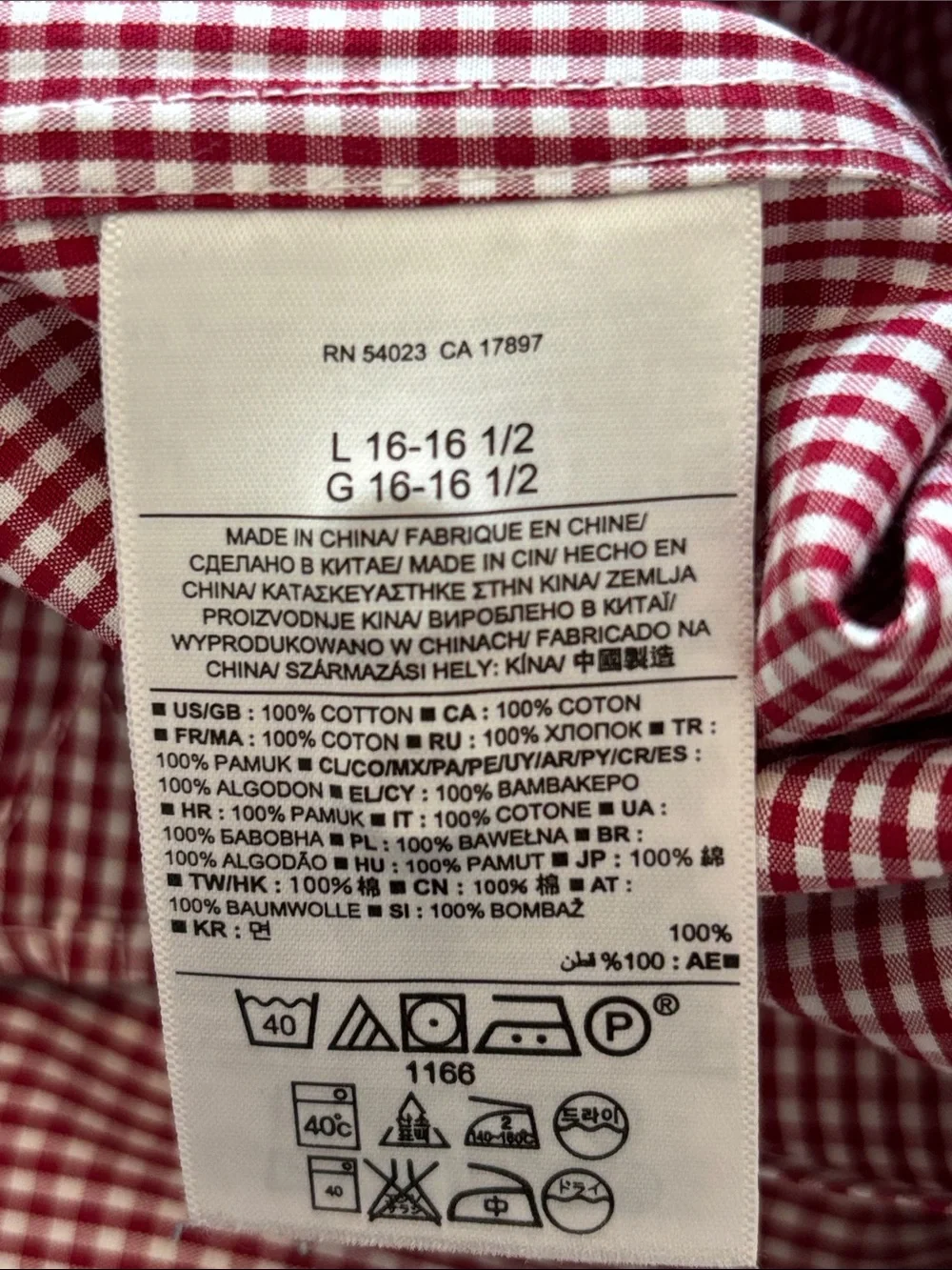Banana Republic Men’s Non-Iron Tailored Slim Fit Shirt in Red Gingham Pattern